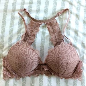 PINK lace racer back bra, size 36C
